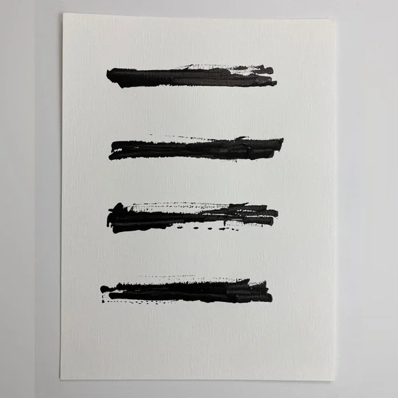 Abstract Acrylic Original Painting On Canvas Paper 9X12 Wall Art Black White - Picture 1 of 5